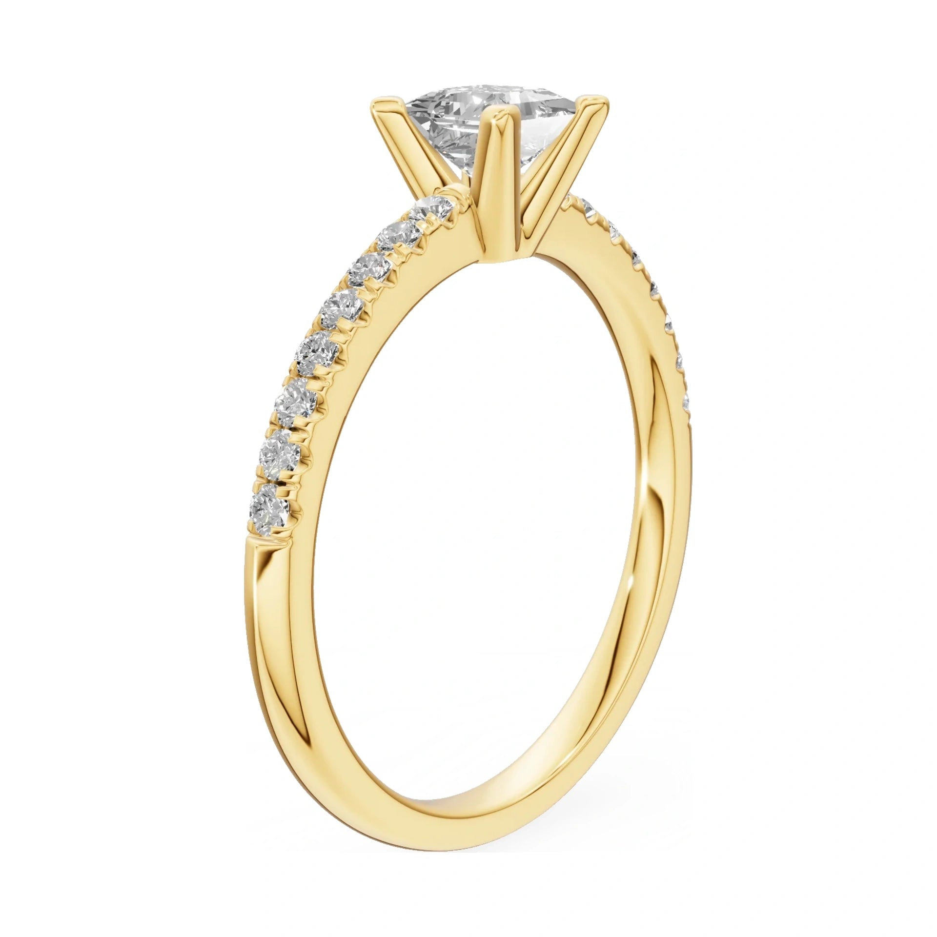 14K yellow gold GREMARI Seven Solis ring with 0.15 ct princess-cut natural diamond