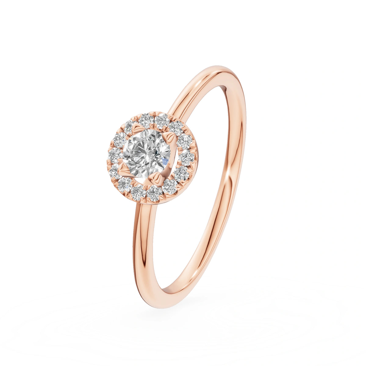 Gremari Seven Aura Verlobungsring aus Roségold mit 0,15 ct Labordiamant – Round/Brilliant