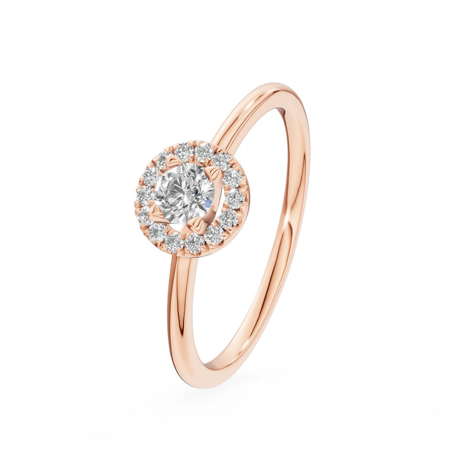 Gremari Seven Aura Verlobungsring aus Roségold mit 0,15 ct Labordiamant – Round/Brilliant
