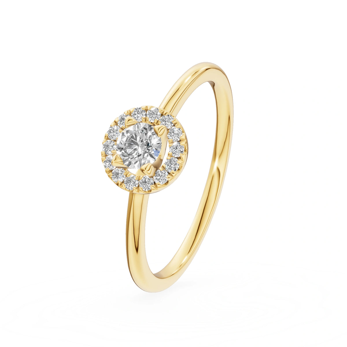 Gremari Seven Aura Verlobungsring aus Gelbgold mit 0,15 ct Labordiamant – Round/Brilliant