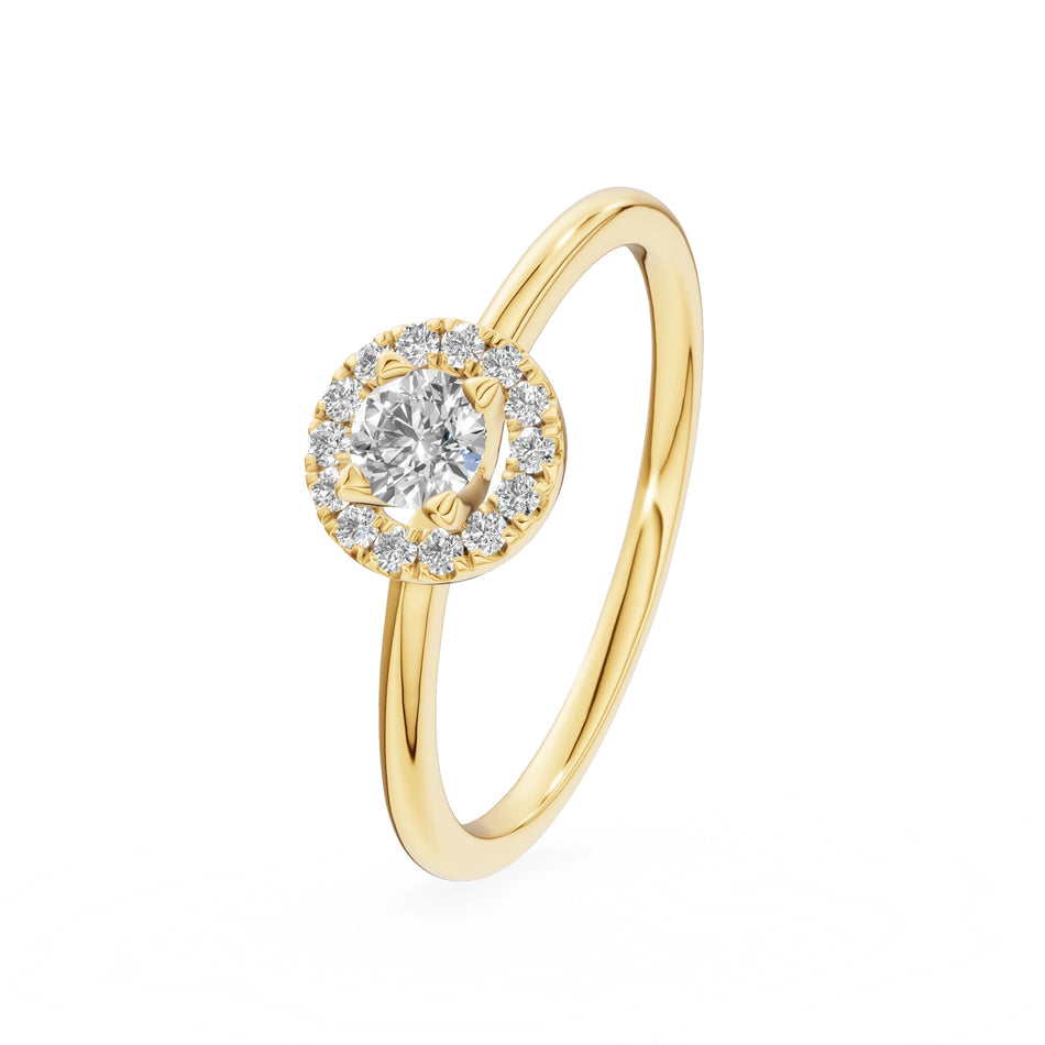 Gremari Seven Aura Verlobungsring aus Gelbgold mit 0,15 ct Labordiamant – Round/Brilliant