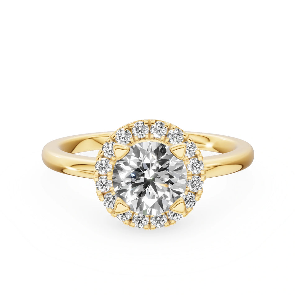 Gremari Seven Aura Verlobungsring aus Gelbgold mit 1,00 ct Labordiamant – Round/Brilliant