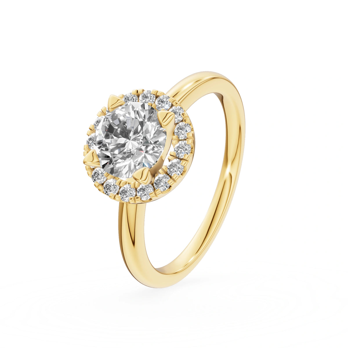 Gremari Seven Aura Verlobungsring aus Gelbgold mit 1,00 ct Labordiamant – Round/Brilliant