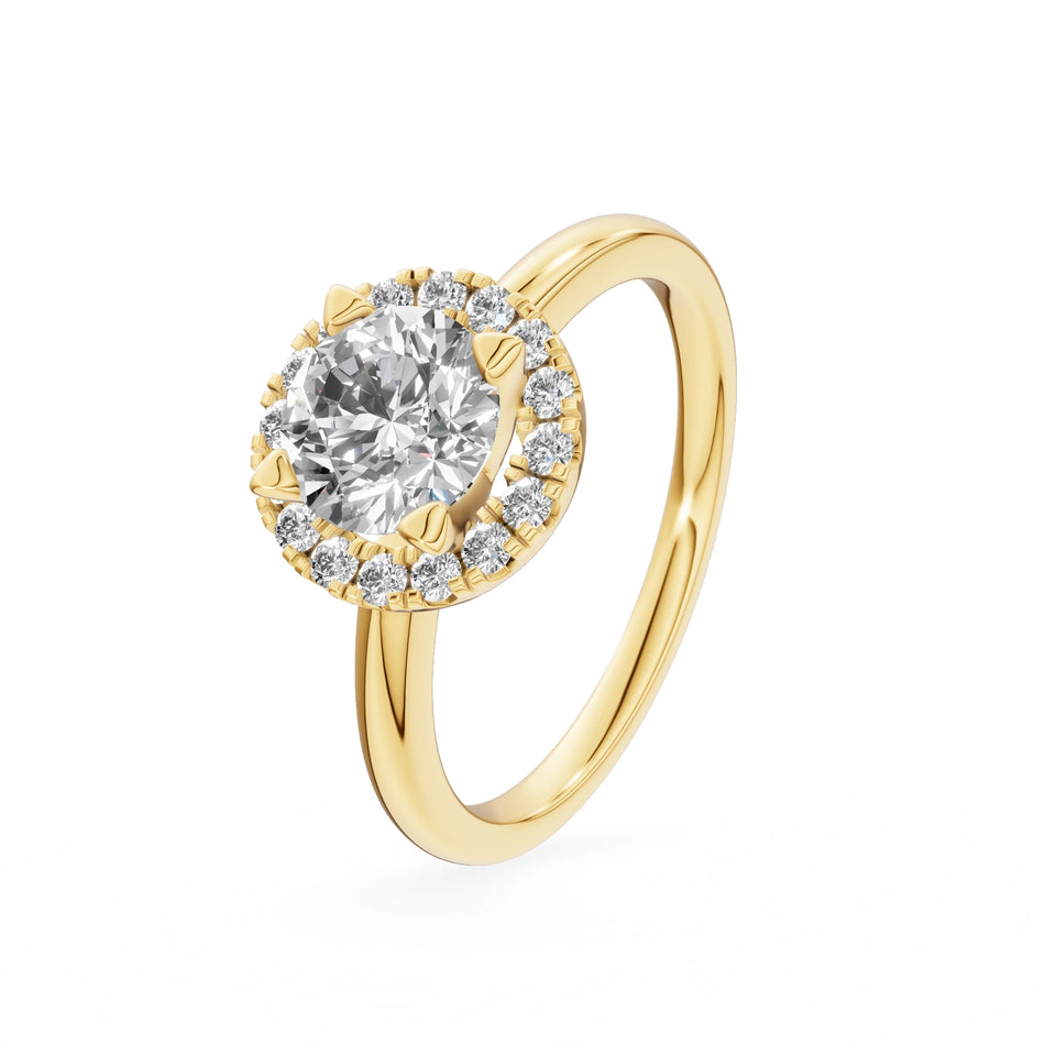 Gremari Seven Aura Verlobungsring aus Gelbgold mit 1,00 ct Labordiamant – Round/Brilliant