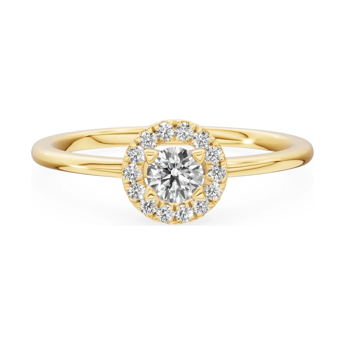 GREMARI Seven Aura 14K yellow gold engagement ring with 0.15 ct round-cut natural diamond