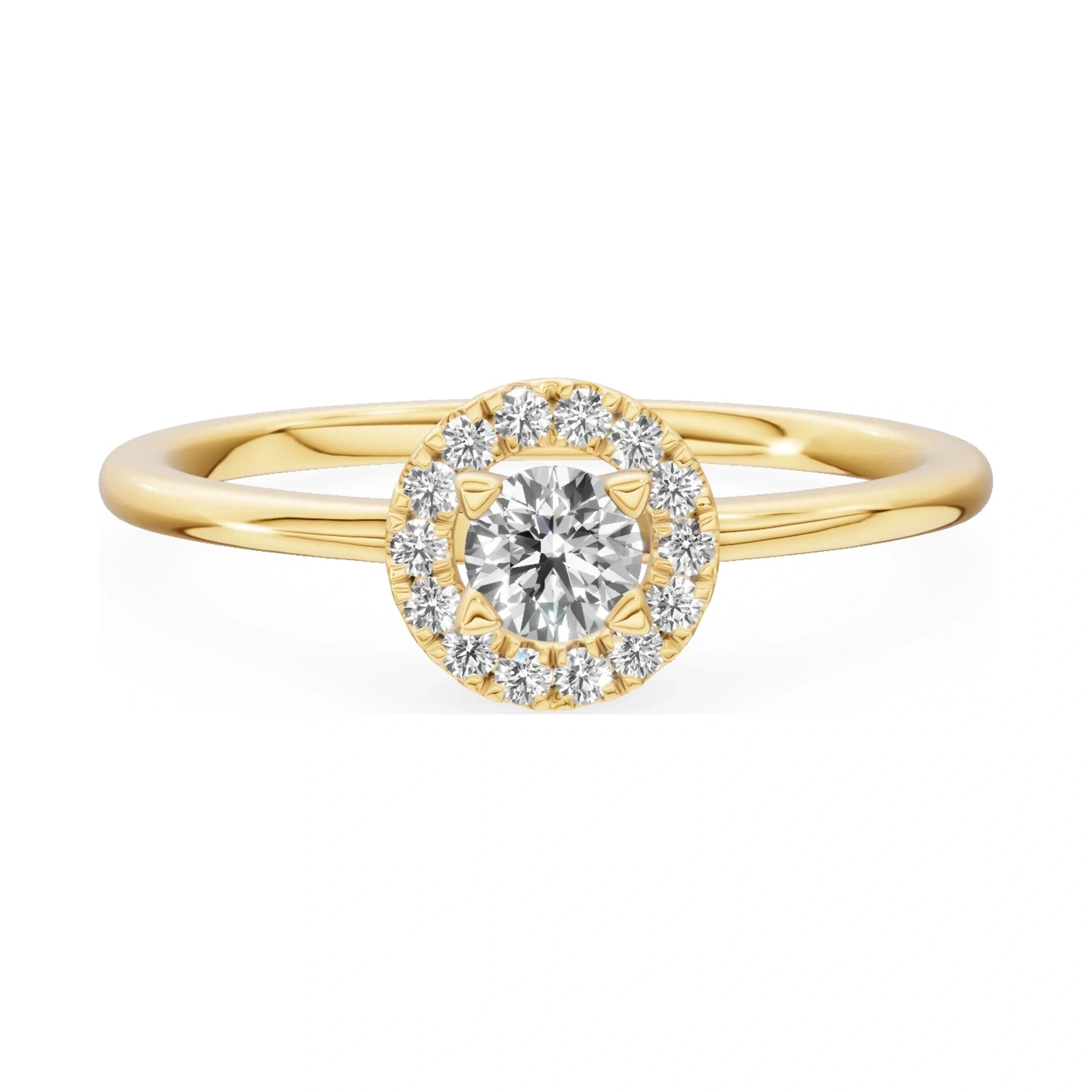 GREMARI Seven Aura 14K yellow gold engagement ring with 0.15 ct round-cut natural diamond