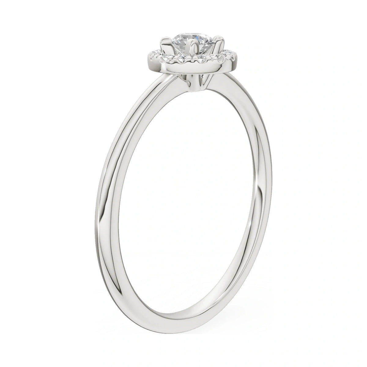 14K white gold GREMARI Seven Aura ring with 0.15 ct round-cut natural diamond