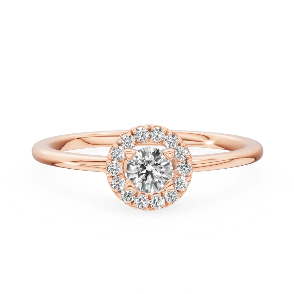 Gremari Seven Aura Verlobungsring aus Roségold mit 0,15 ct Naturdiamant – Round/Brilliant