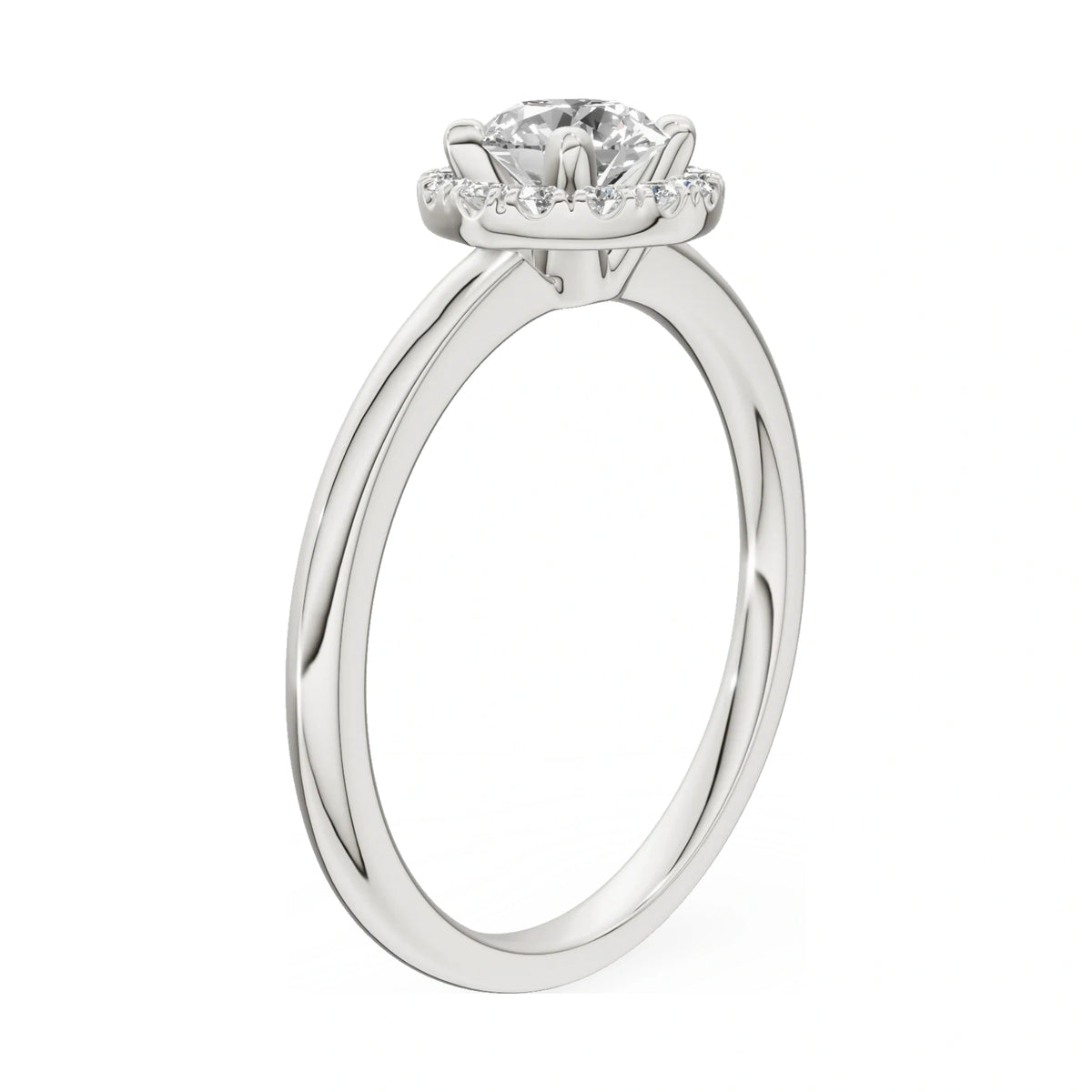14K white gold GREMARI Seven Aura ring with 0.50 ct round-cut natural diamond