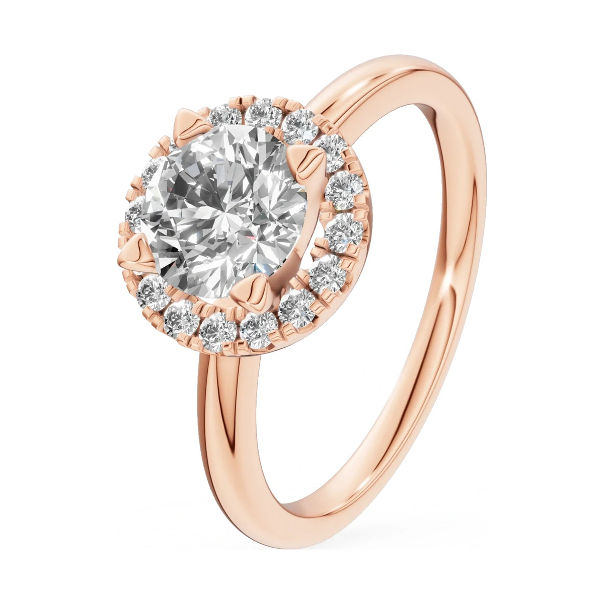1.00 ct round-cut natural diamond GREMARI Seven Aura engagement ring in 14K rose gold