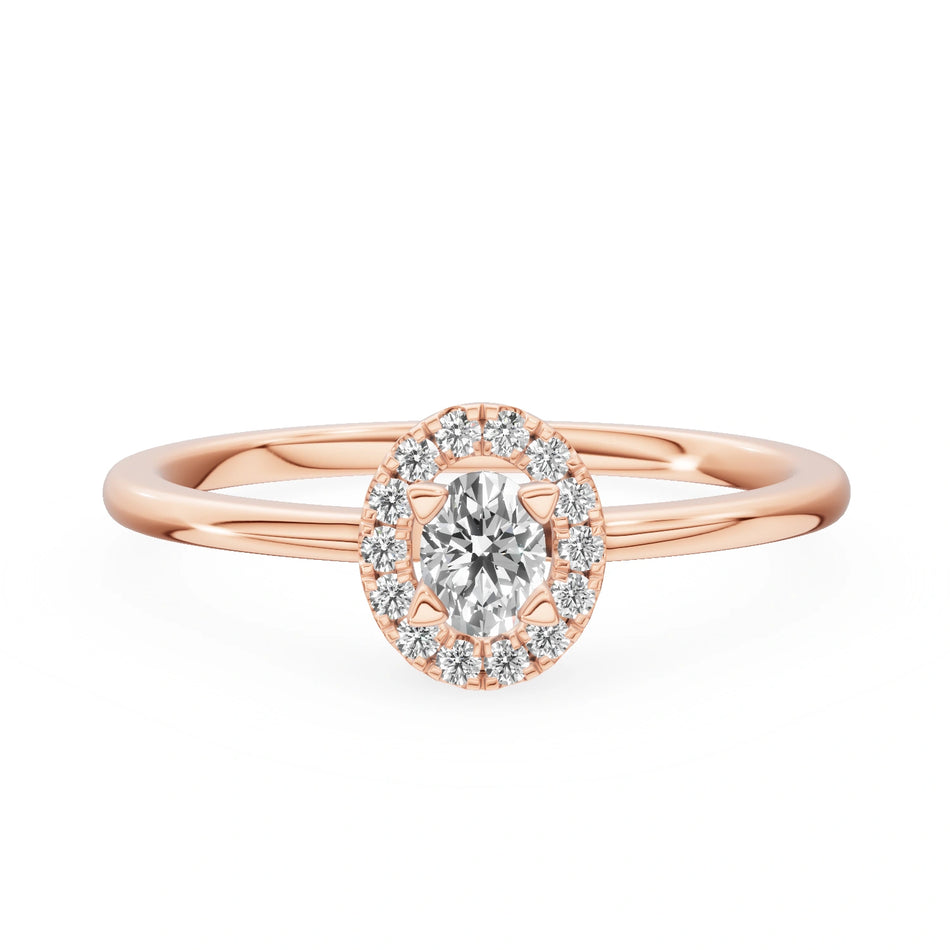 Gremari Seven Aura Verlobungsring aus Roségold mit 0,15 ct Labordiamant – Oval