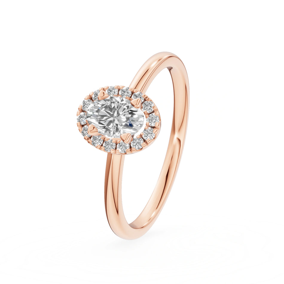 Gremari Seven Aura Verlobungsring aus Roségold mit 0,30 ct Labordiamant – Oval