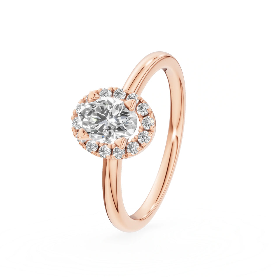 Gremari Seven Aura Verlobungsring aus Roségold mit 0,50 ct Labordiamant – Oval