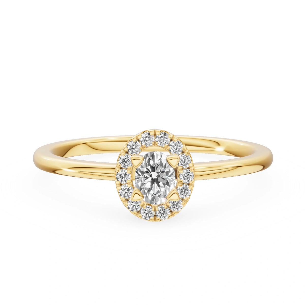 Gremari Seven Aura Verlobungsring aus Gelbgold mit 0,15 ct Labordiamant – Oval