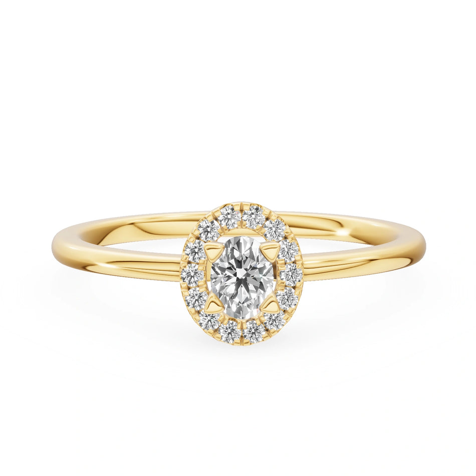 Gremari Seven Aura Verlobungsring aus Gelbgold mit 0,15 ct Labordiamant – Oval