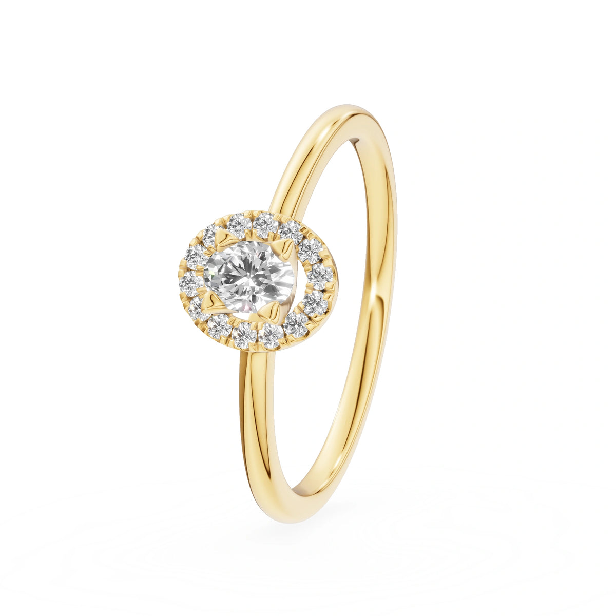 Gremari Seven Aura Verlobungsring aus Gelbgold mit 0,15 ct Labordiamant – Oval