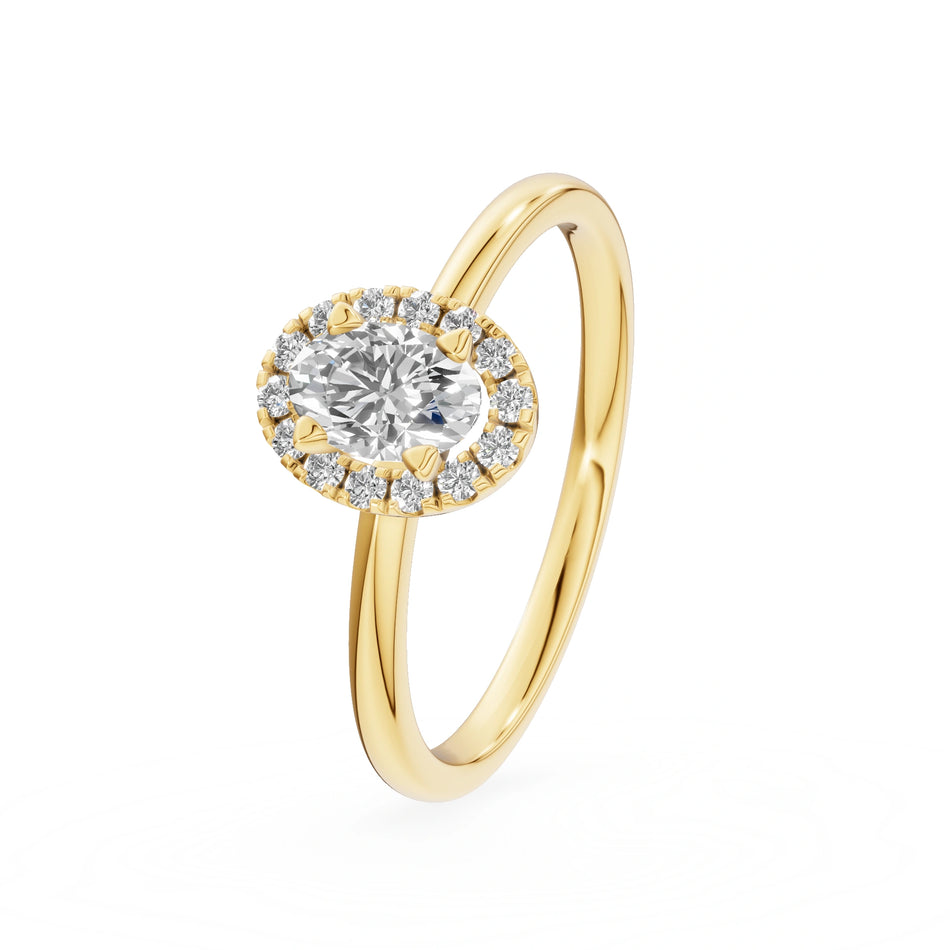 Gremari Seven Aura Verlobungsring aus Gelbgold mit 0,30 ct Labordiamant – Oval