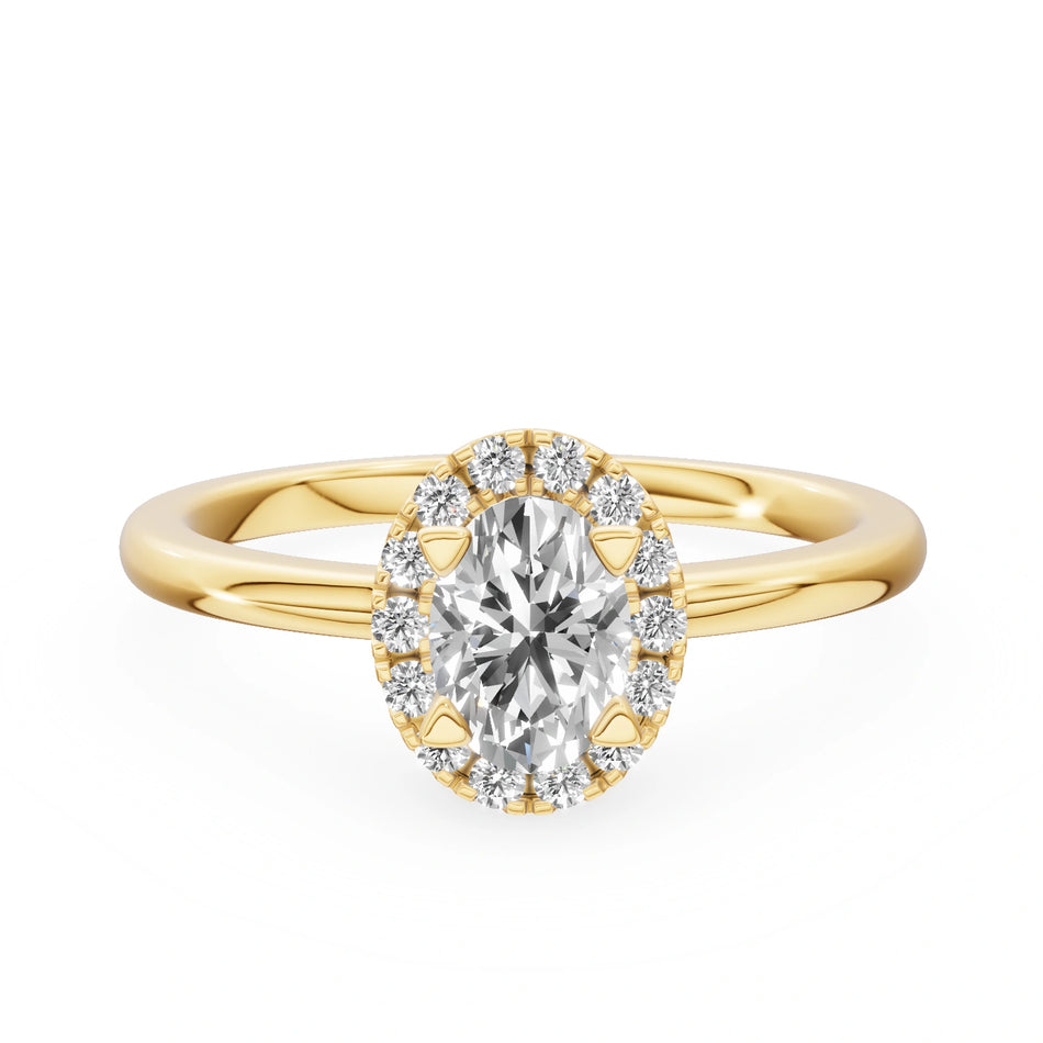 Gremari Seven Aura Verlobungsring aus Gelbgold mit 0,50 ct Labordiamant – Oval