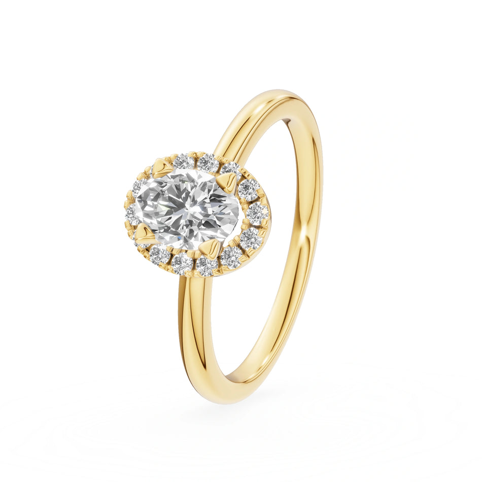 Gremari Seven Aura Verlobungsring aus Gelbgold mit 0,50 ct Labordiamant – Oval