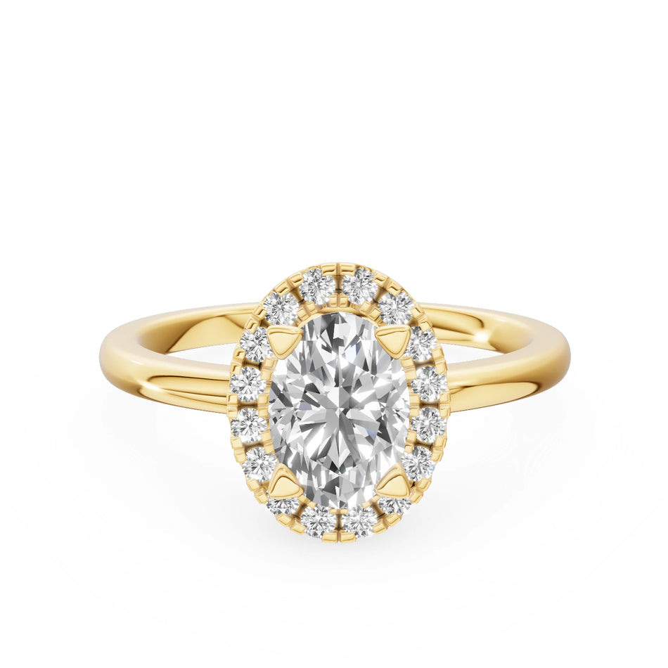 Gremari Seven Aura Verlobungsring aus Gelbgold mit 1,00 ct Labordiamant – Oval