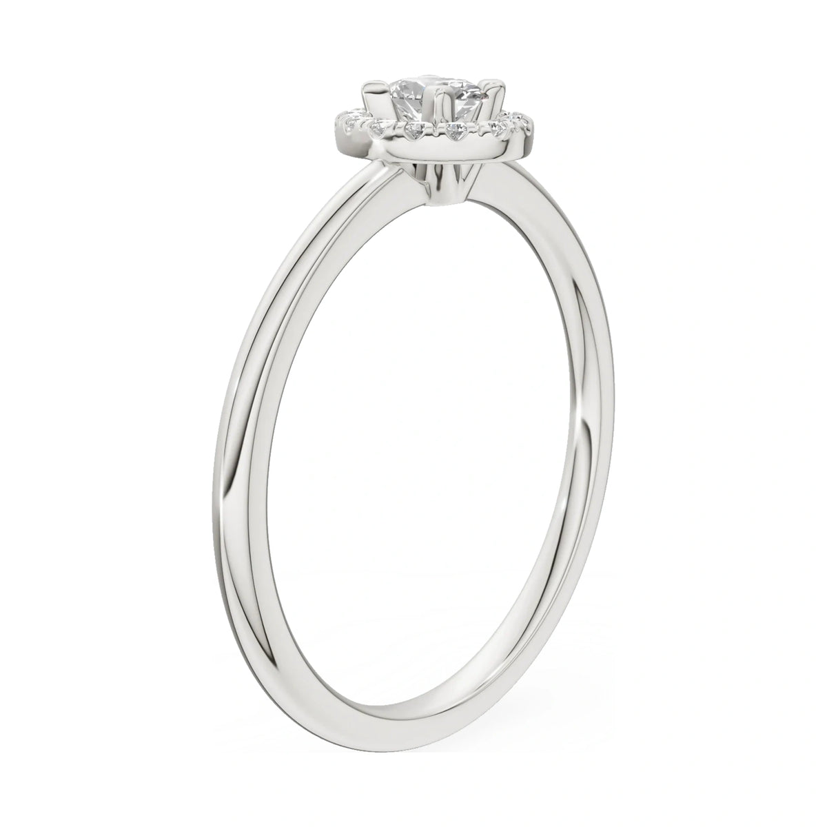 14K white gold GREMARI Seven Aura ring with 0.15 ct oval-cut natural diamond