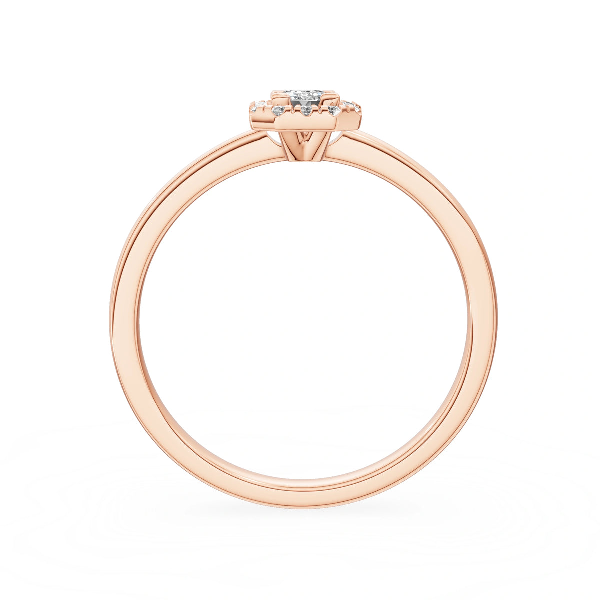 Gremari Seven Aura Verlobungsring aus Roségold mit 0,15 ct Labordiamant – Emerald