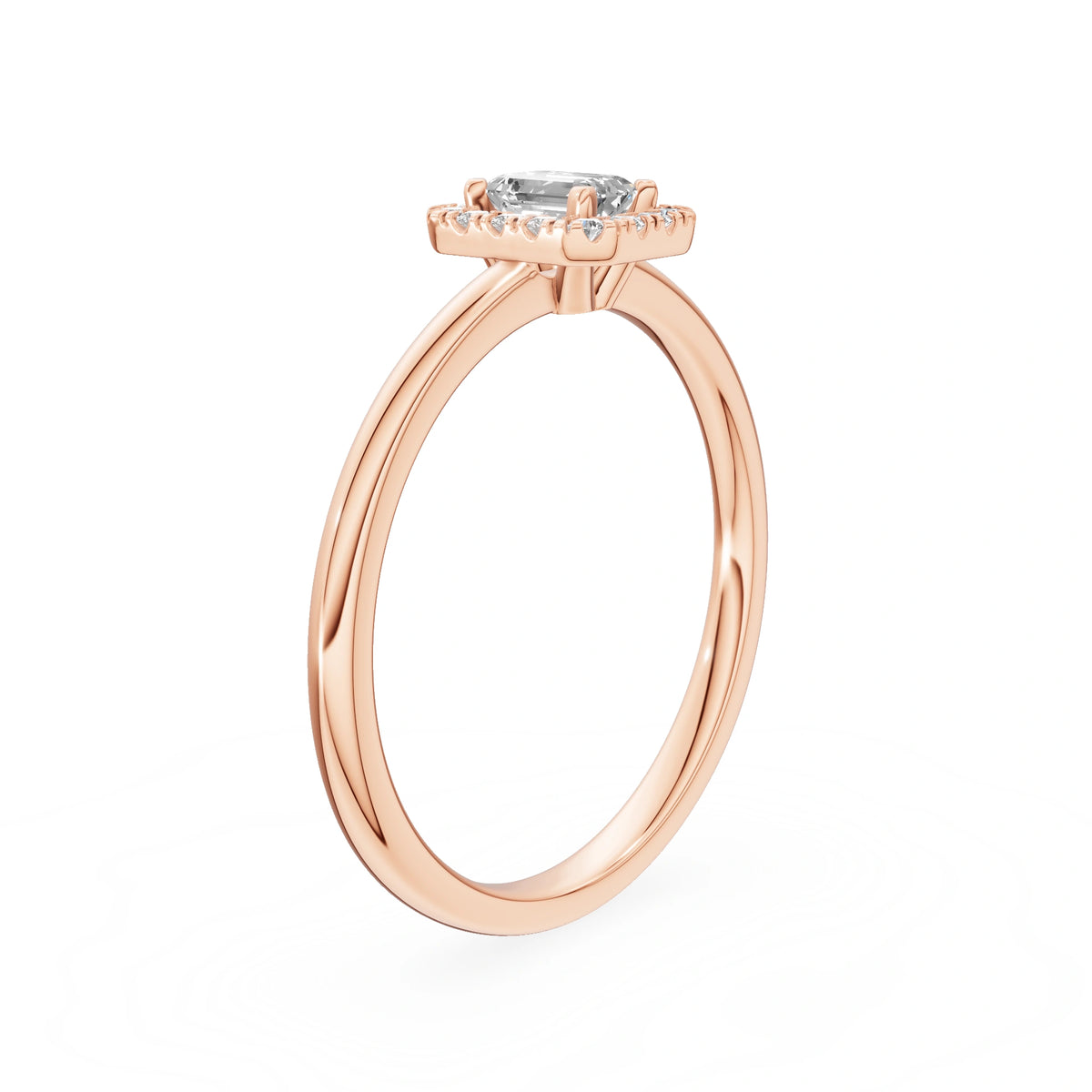 Gremari Seven Aura Verlobungsring aus Roségold mit 0,24 ct Labordiamant – Emerald