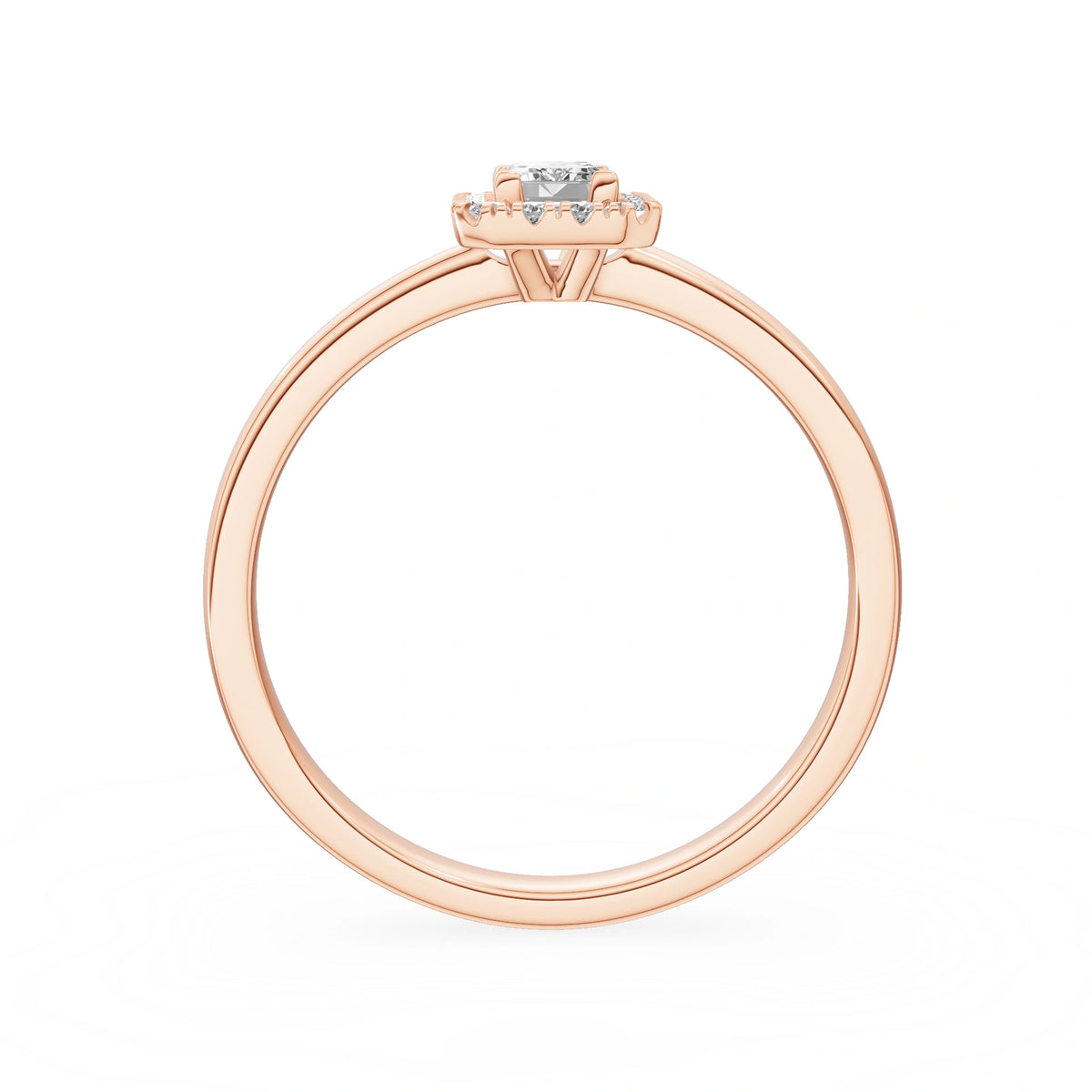 Gremari Seven Aura Verlobungsring aus Roségold mit 0,24 ct Labordiamant – Emerald