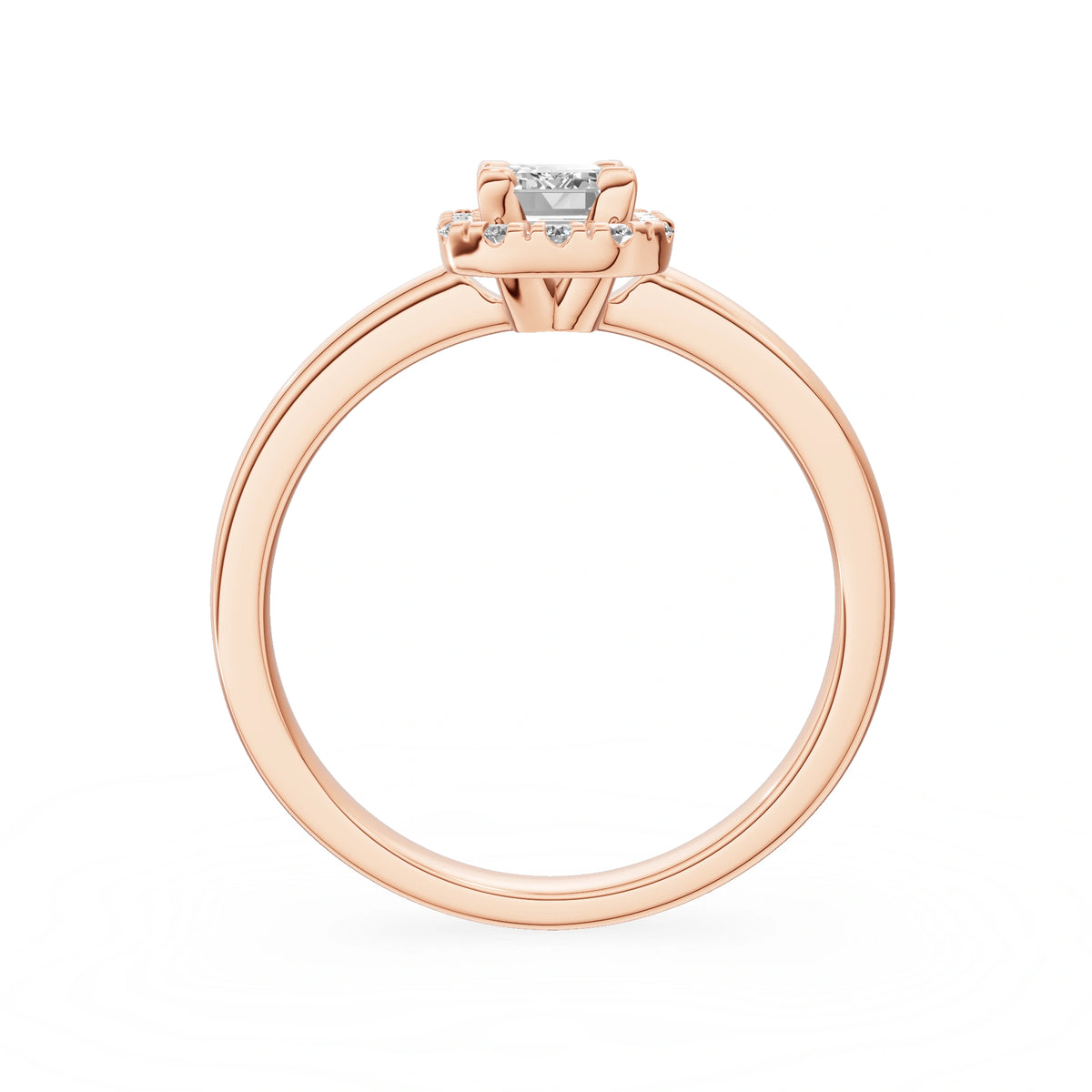 Gremari Seven Aura Verlobungsring aus Roségold mit 0,50 ct Labordiamant – Emerald