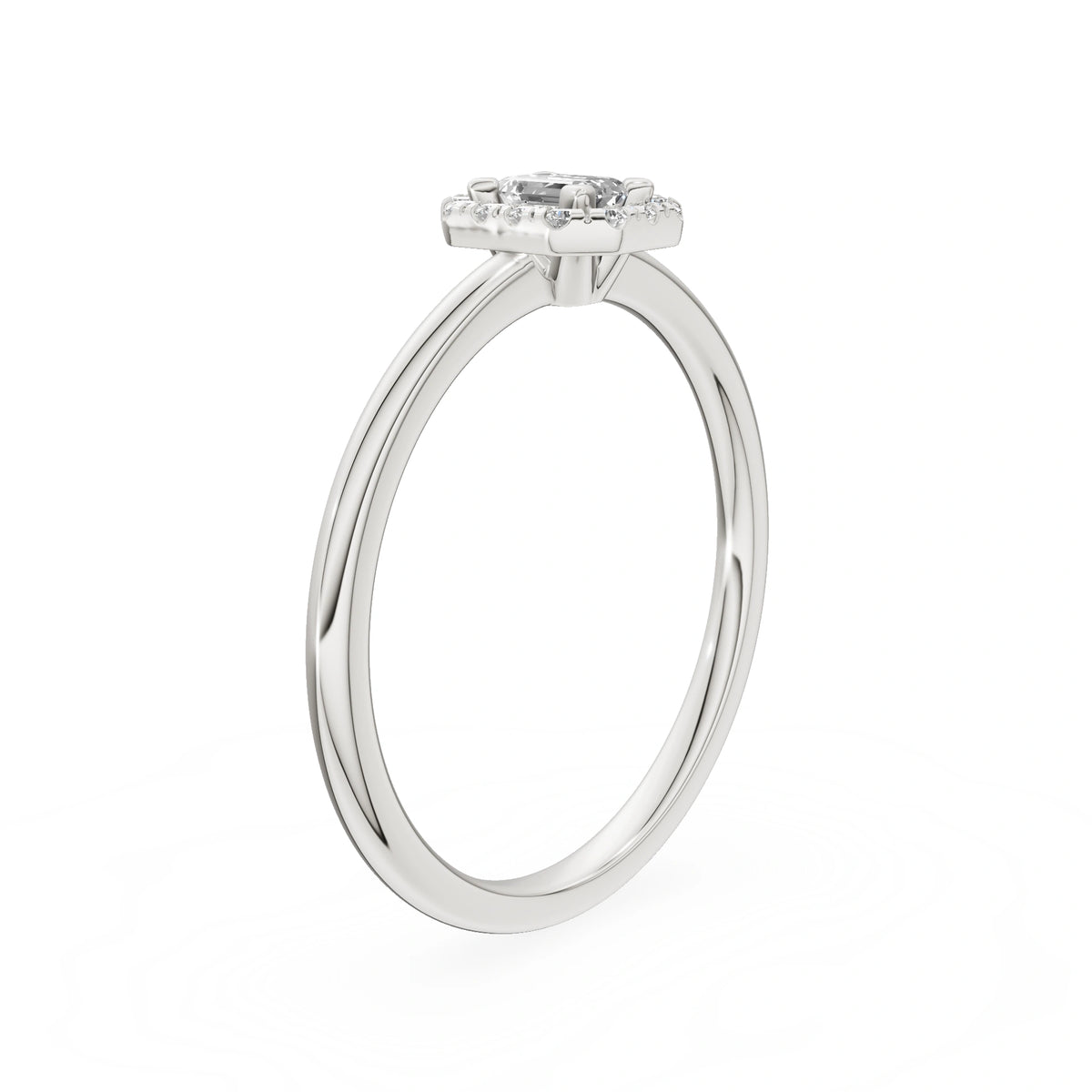 Gremari Seven Aura Verlobungsring aus Weißgold mit 0,15 ct Labordiamant – Emerald