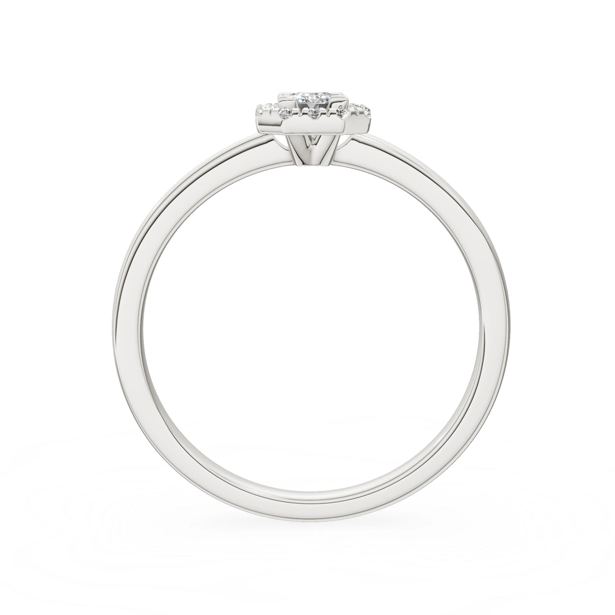 Gremari Seven Aura Verlobungsring aus Weißgold mit 0,15 ct Labordiamant – Emerald