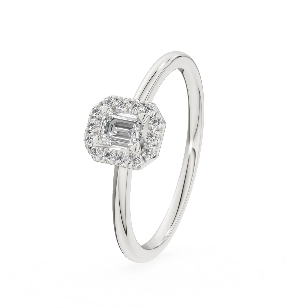 Gremari Seven Aura Verlobungsring aus Weißgold mit 0,15 ct Labordiamant – Emerald