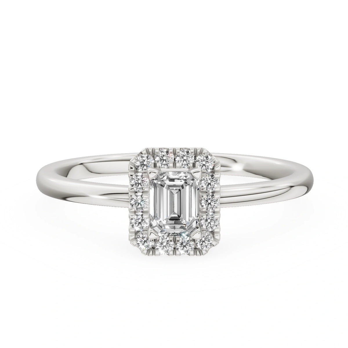 Gremari Seven Aura Verlobungsring aus Weißgold mit 0,24 ct Labordiamant – Emerald
