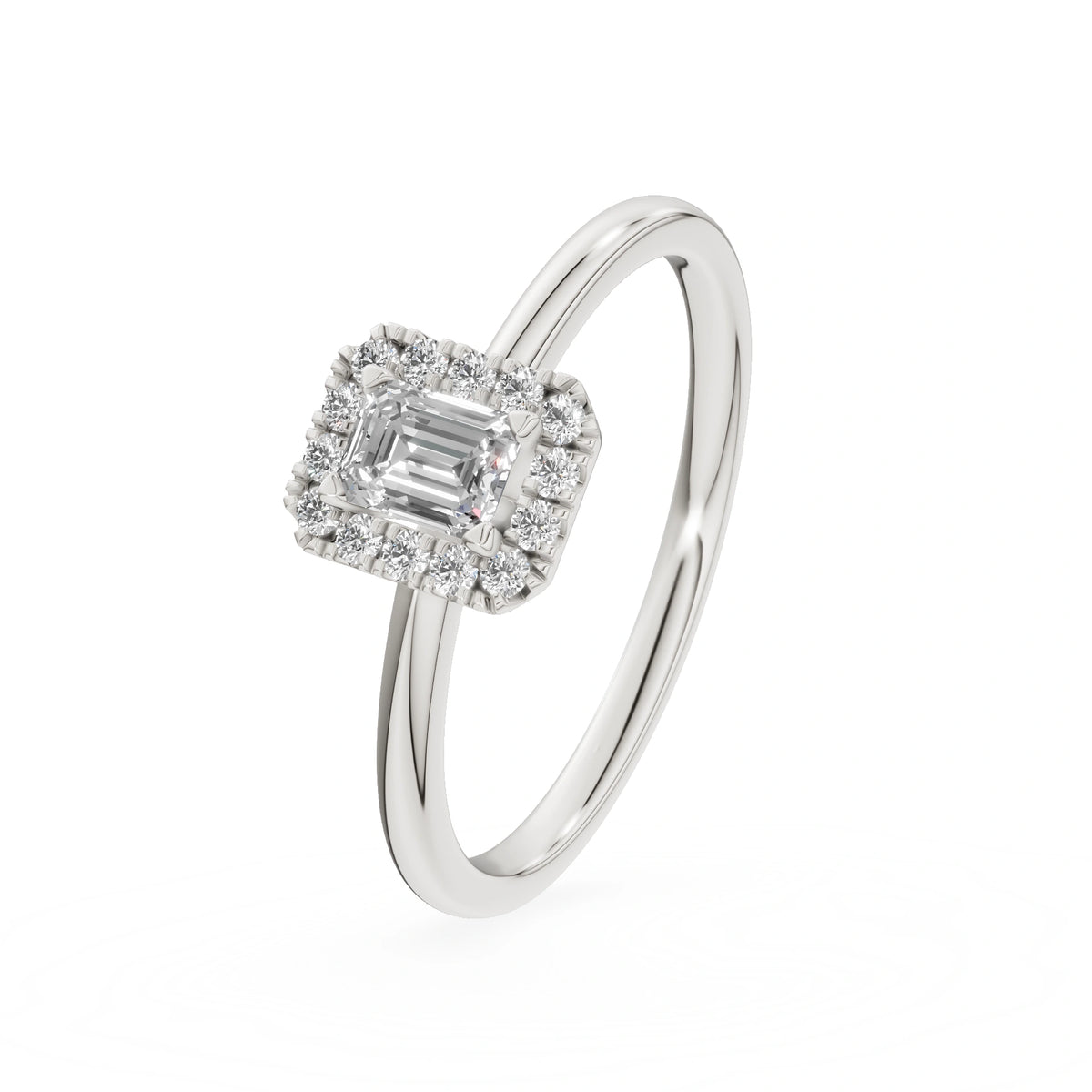 Gremari Seven Aura Verlobungsring aus Weißgold mit 0,24 ct Labordiamant – Emerald