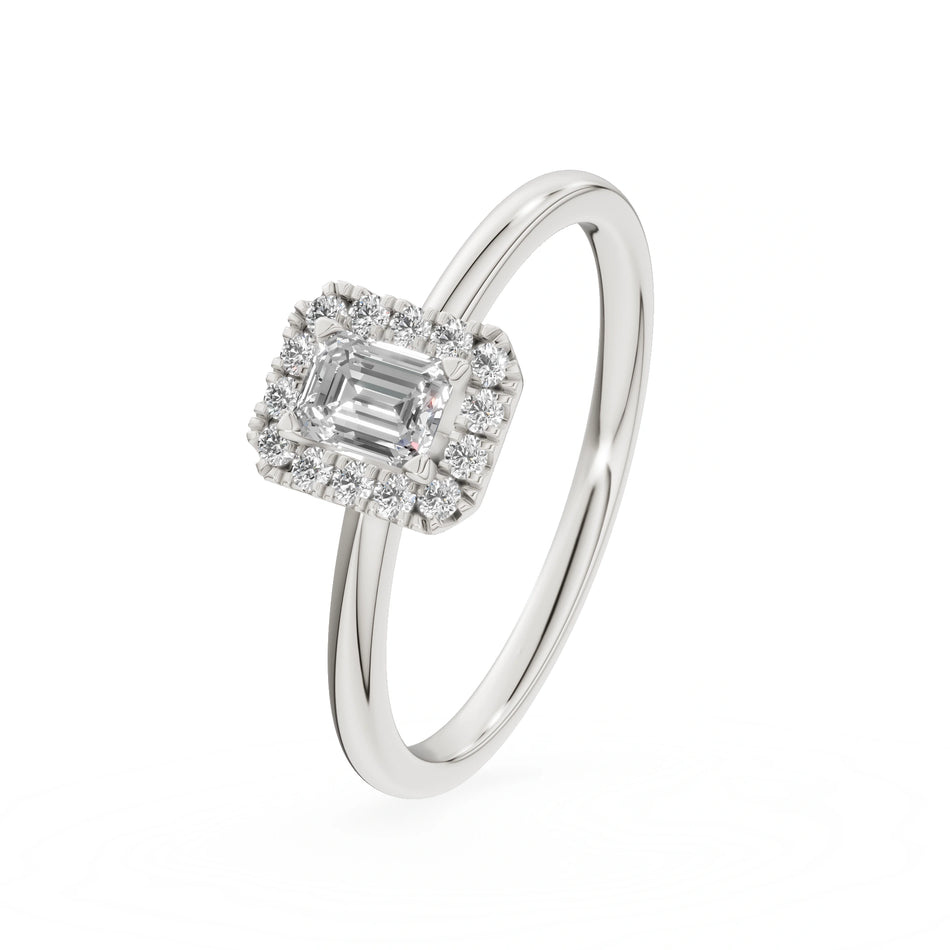 Gremari Seven Aura Verlobungsring aus Weißgold mit 0,24 ct Labordiamant – Emerald