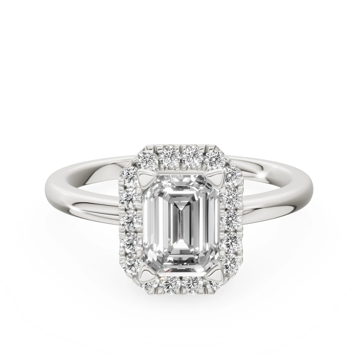 Gremari Seven Aura Verlobungsring aus Weißgold mit 1,00 ct Labordiamant – Emerald
