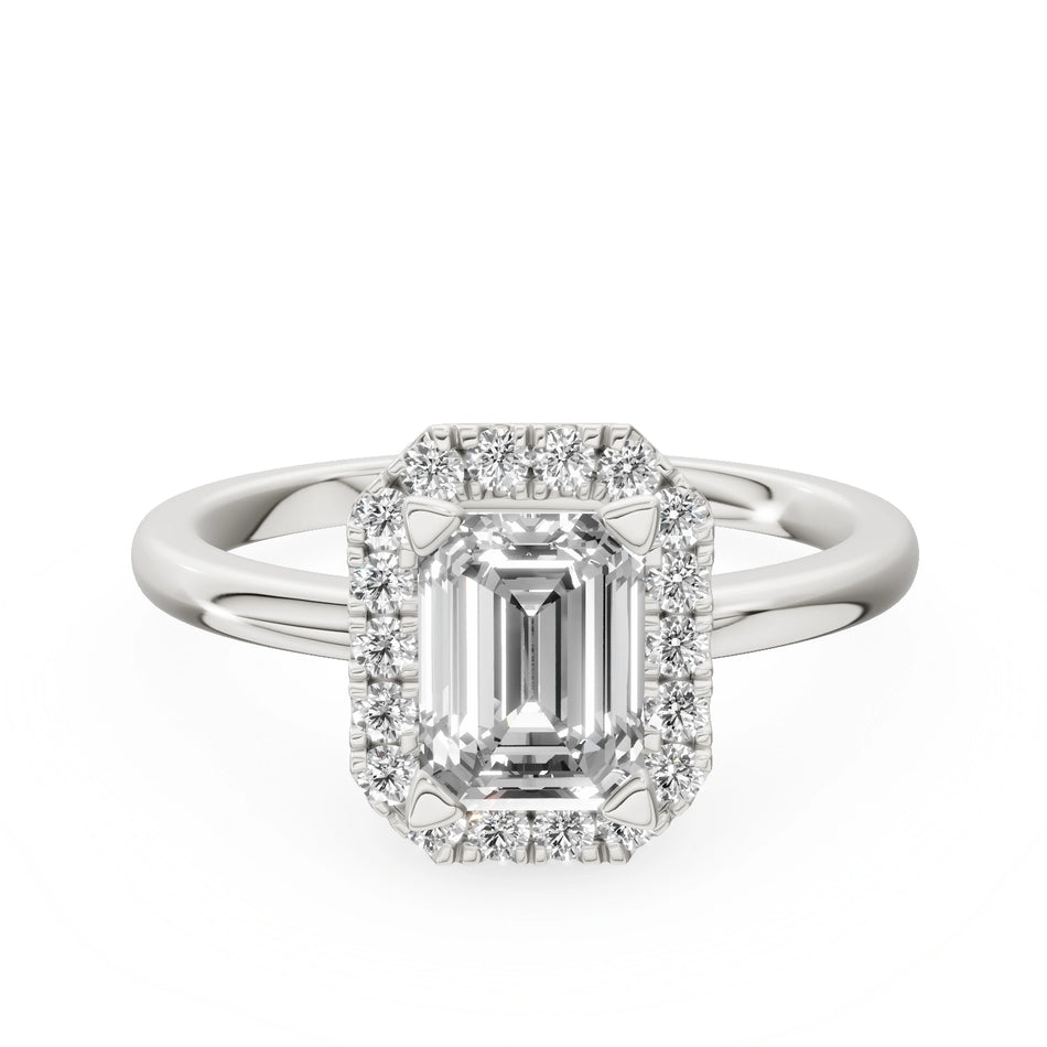 Gremari Seven Aura Verlobungsring aus Weißgold mit 1,00 ct Labordiamant – Emerald