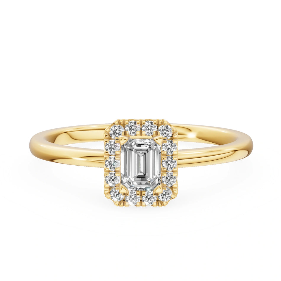 Gremari Seven Aura Verlobungsring aus Gelbgold mit 0,24 ct Labordiamant – Emerald