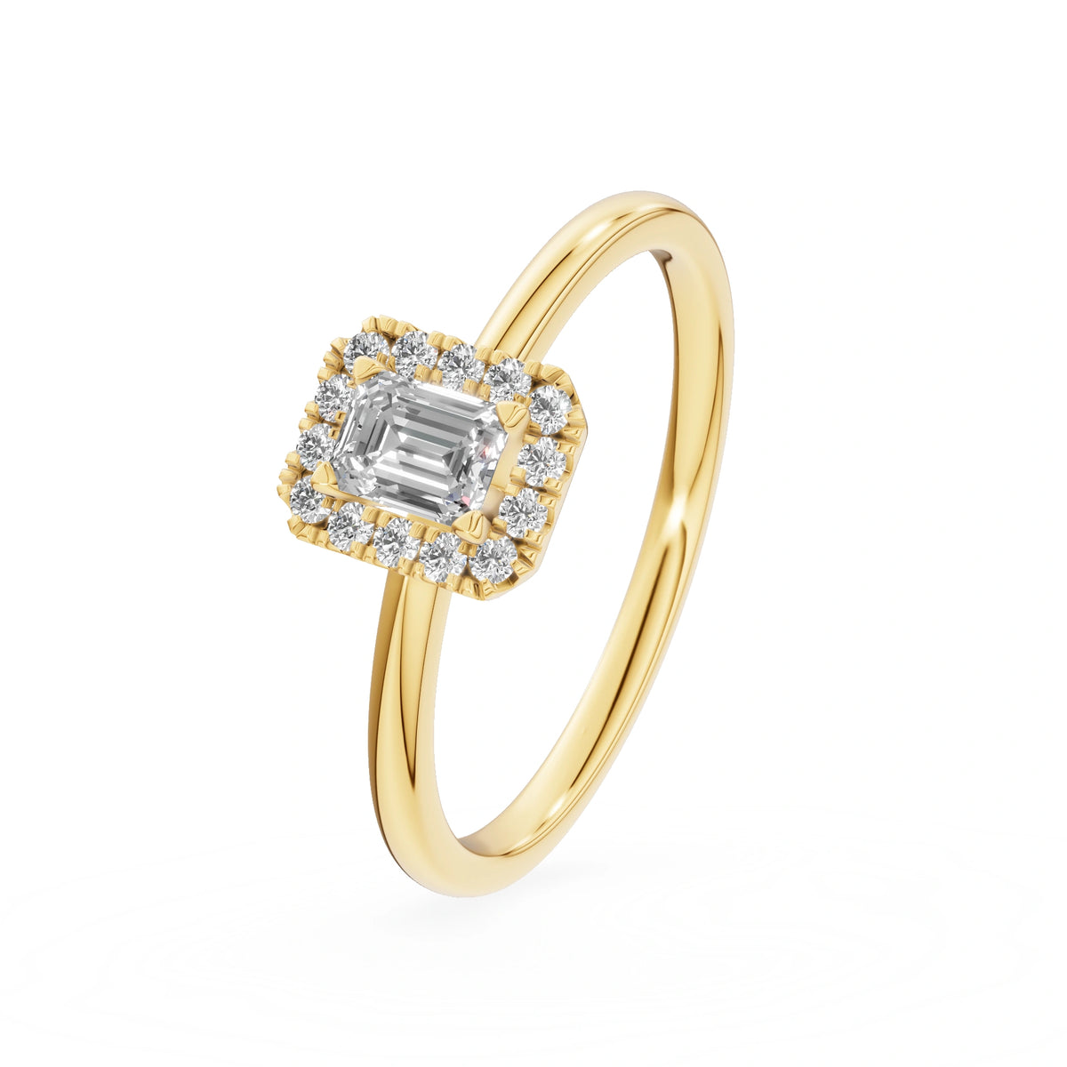 Gremari Seven Aura Verlobungsring aus Gelbgold mit 0,24 ct Labordiamant – Emerald