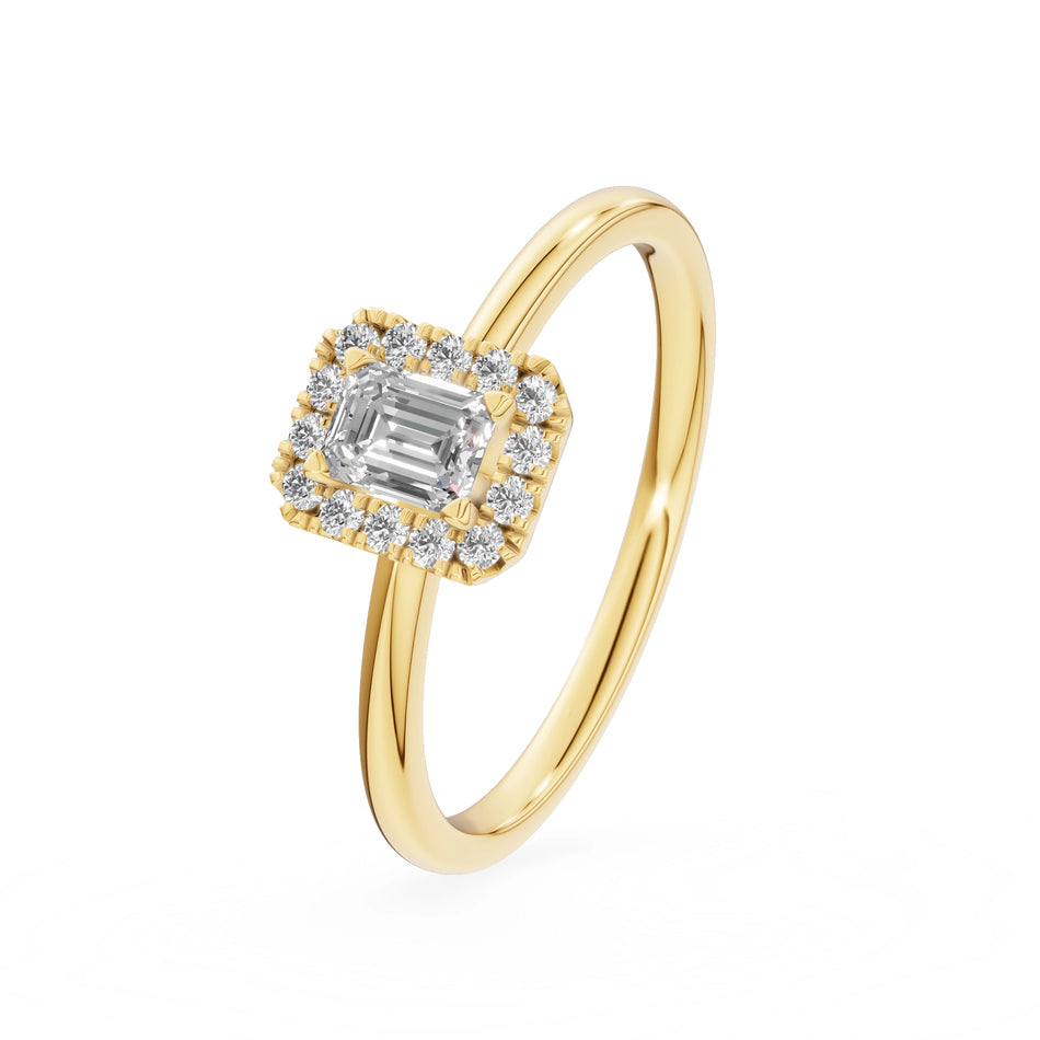 Gremari Seven Aura Verlobungsring aus Gelbgold mit 0,24 ct Labordiamant – Emerald