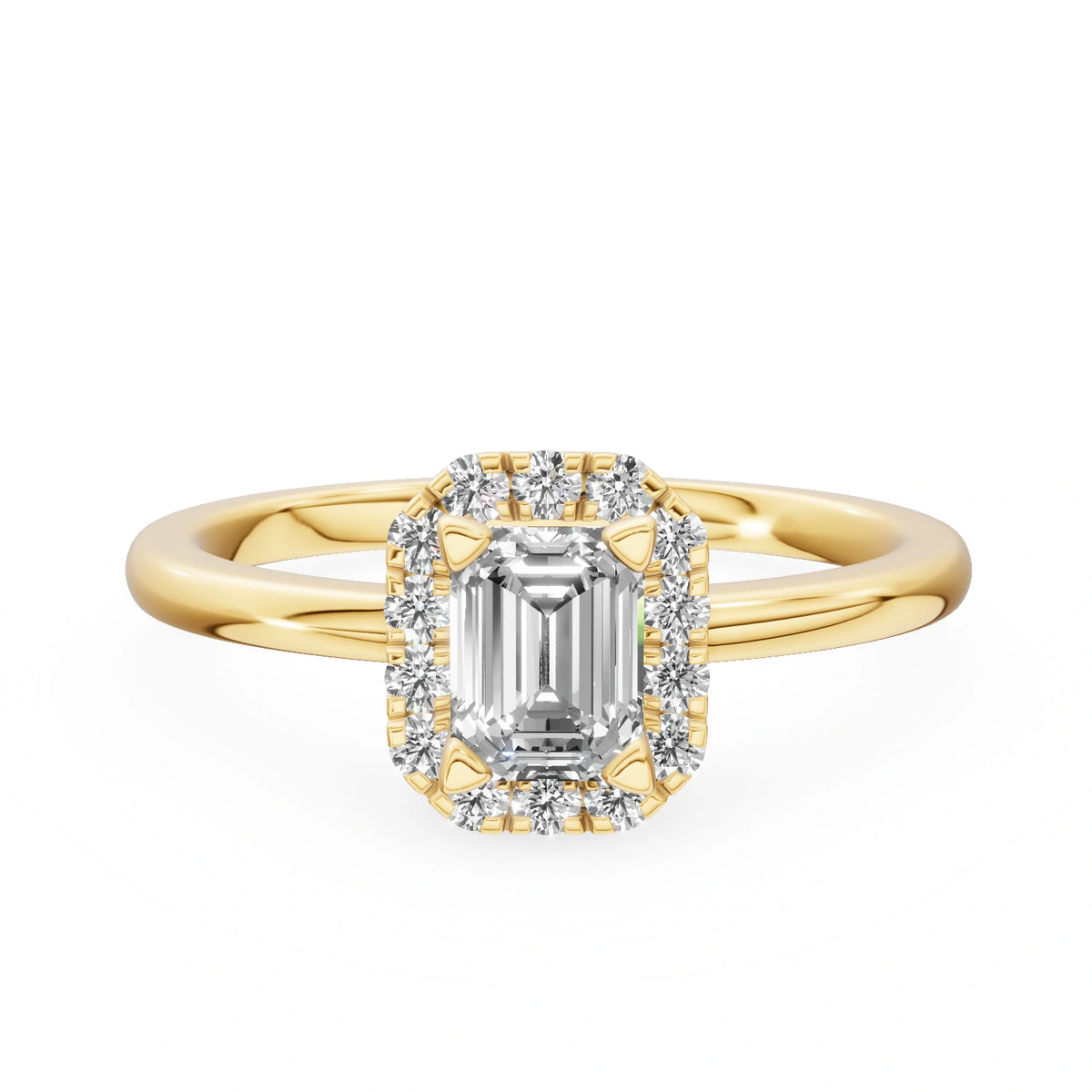 Gremari Seven Aura Verlobungsring aus Gelbgold mit 0,50 ct Labordiamant – Emerald