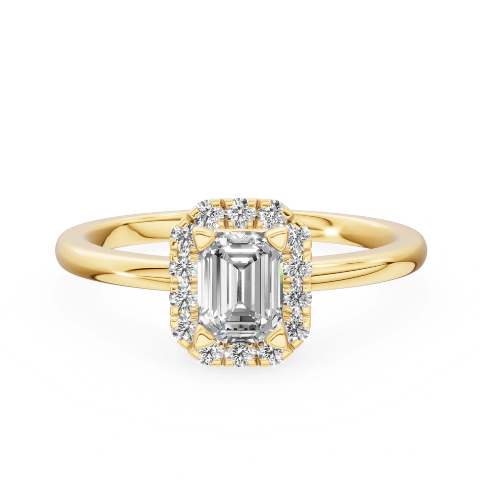 Gremari Seven Aura Verlobungsring aus Gelbgold mit 0,50 ct Labordiamant – Emerald