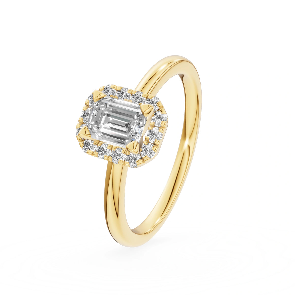 Gremari Seven Aura Verlobungsring aus Gelbgold mit 0,50 ct Labordiamant – Emerald