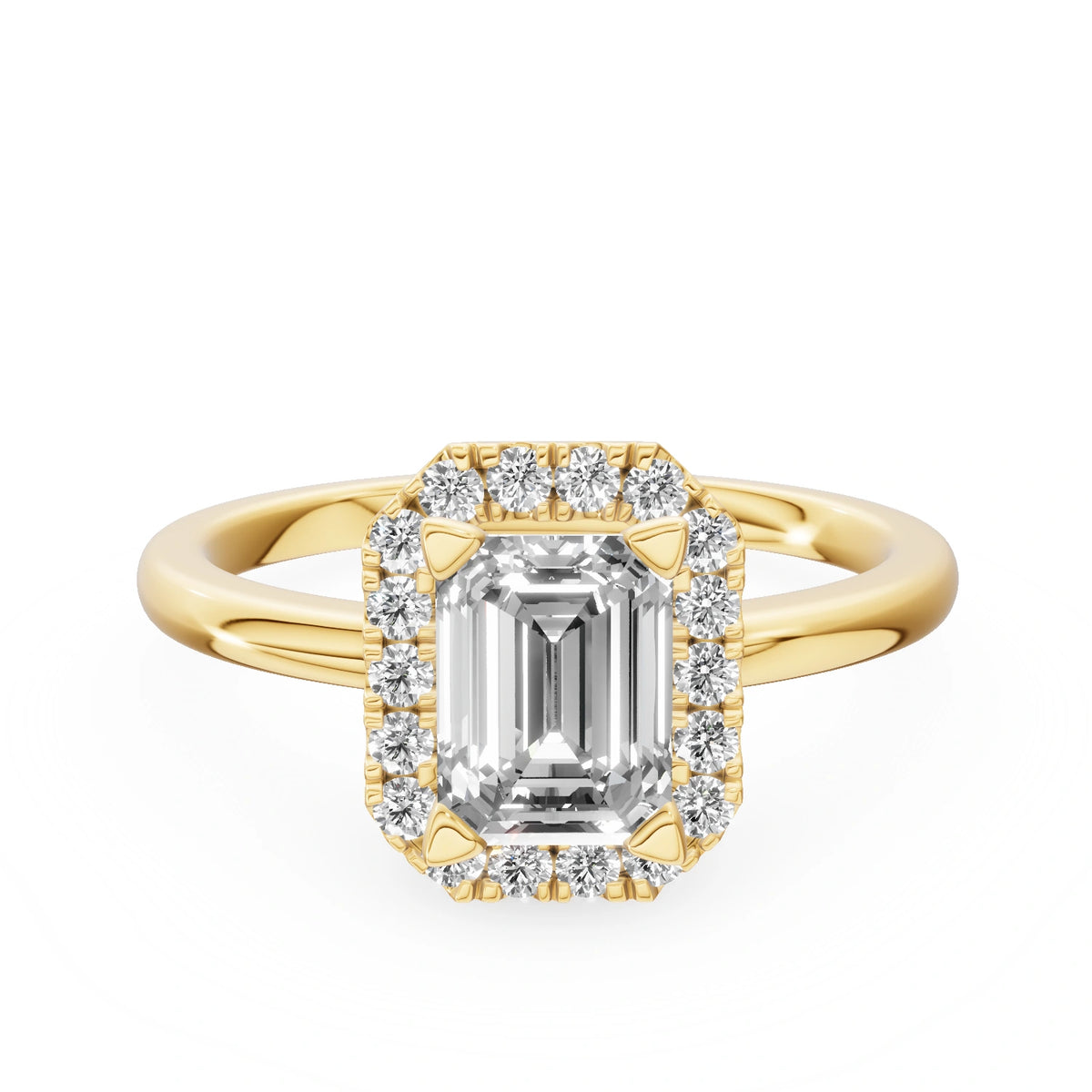 Gremari Seven Aura Verlobungsring aus Gelbgold mit 1,00 ct Labordiamant – Emerald