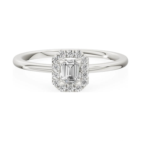 GREMARI Seven Aura 14K white gold engagement ring with 0.15 ct emerald-cut natural diamond