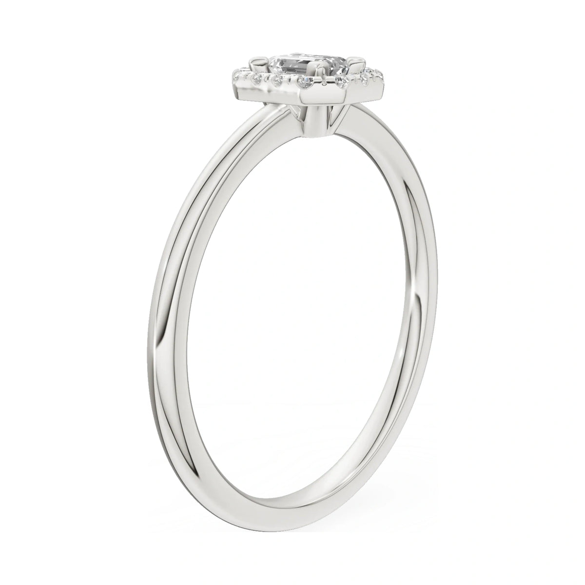 14K white gold GREMARI Seven Aura ring with 0.15 ct emerald-cut natural diamond