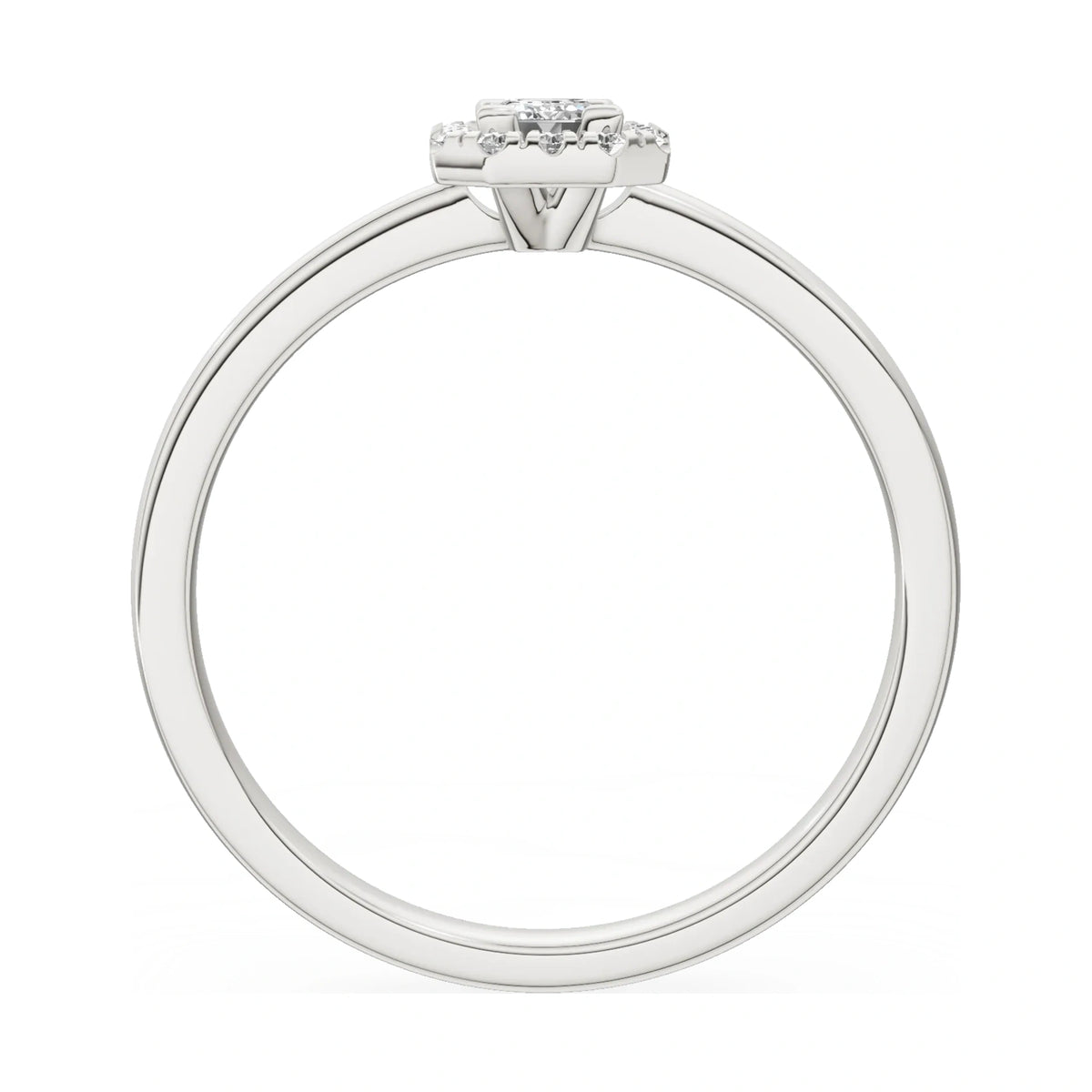 GREMARI Seven Aura emerald-cut natural diamond engagement ring in 14K white gold, 0.15 ct