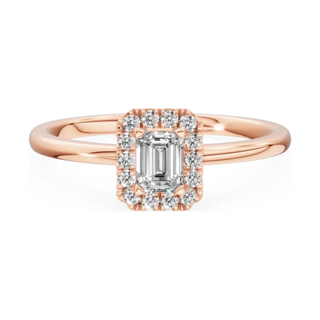 GREMARI Seven Aura 14K rose gold engagement ring with 0.24 ct emerald-cut natural diamond