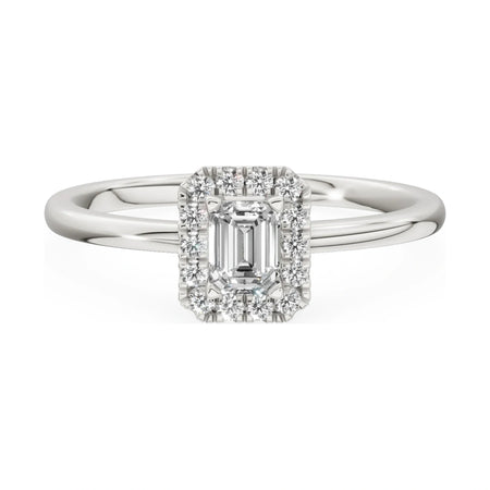 GREMARI Seven Aura 14K white gold engagement ring with 0.24 ct emerald-cut natural diamond