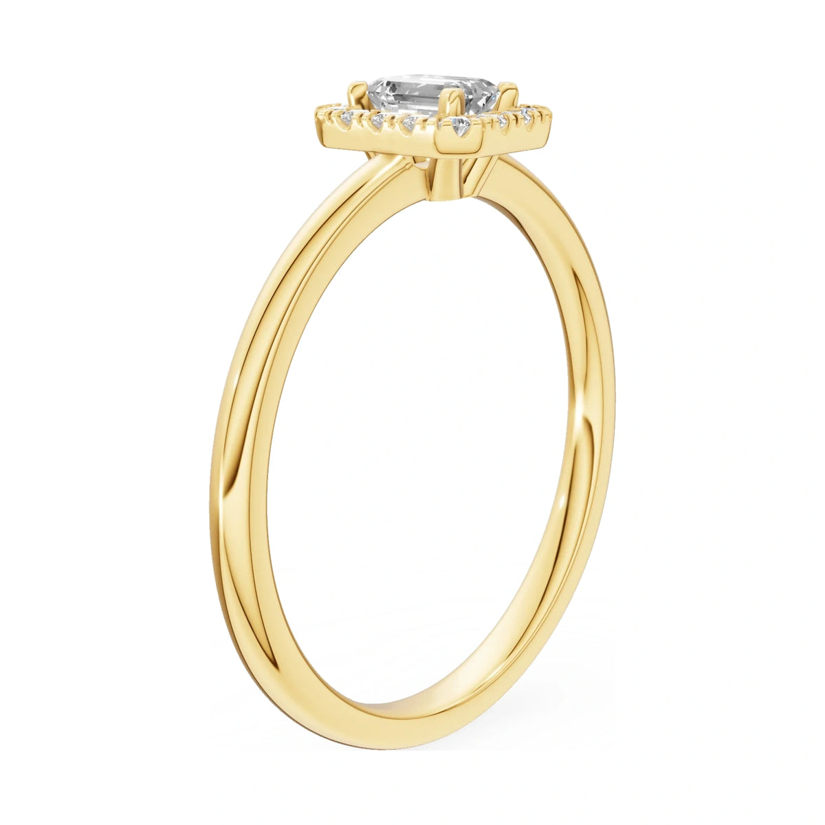 14K yellow gold GREMARI Seven Aura ring with 0.24 ct emerald-cut natural diamond